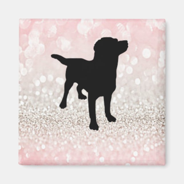 Black Dog Sparkle Magnet (Front)