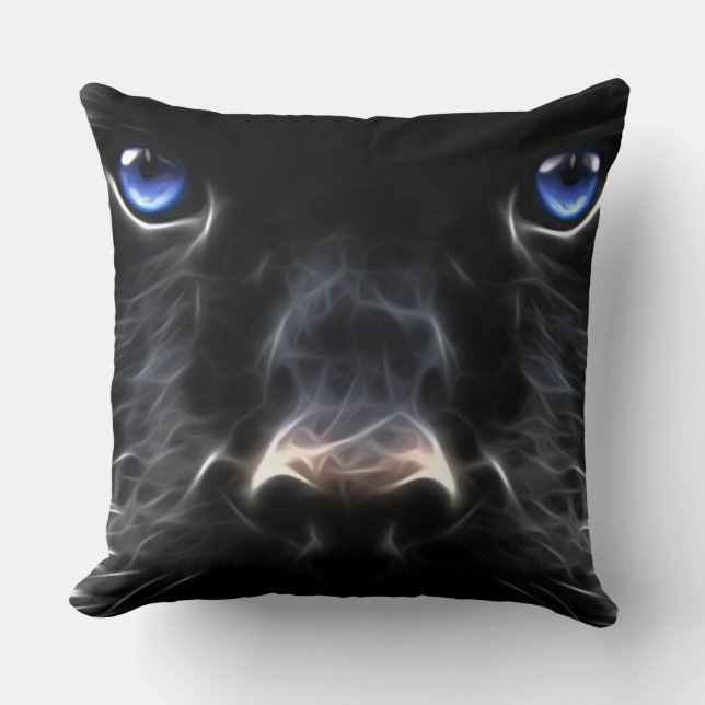 Black Dog Throw Pillow (Front)