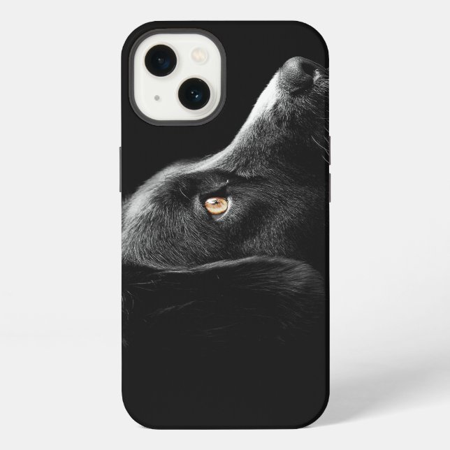 Black Dog Watching iPhone Case (Back)