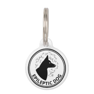 Black Dog With Pricked Ears Epileptic Dog Alert Pet Tag