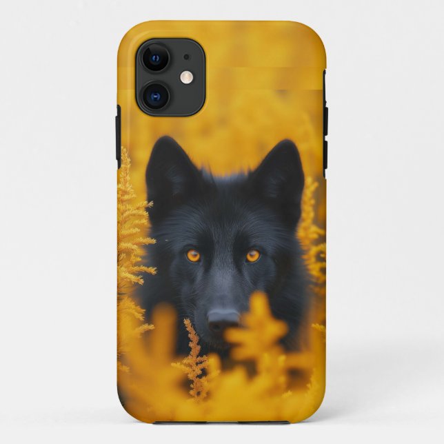 Black Dog with Stunning Gold Eyes Case-Mate iPhone Case (Back)