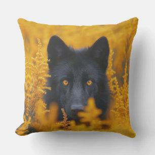 Black Dog with Stunning Gold Eyes Cushion