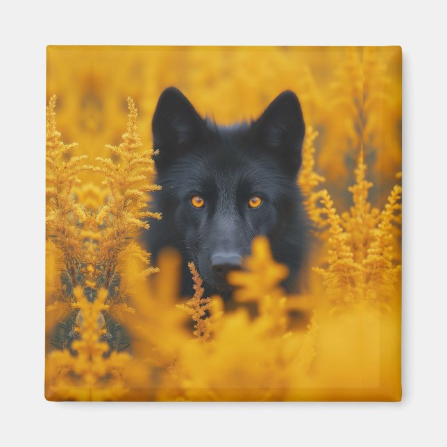 Black Dog with Stunning Gold Eyes Magnet (Front)