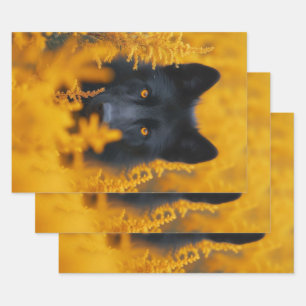 Black Dog with Stunning Gold Eyes Wrapping Paper Sheet