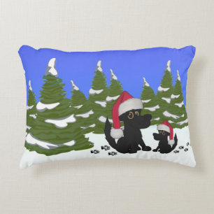 Black Dogs Christmas Decorative Cushion