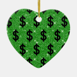 Black Dollar Sign Money Entrepreneur Wall Street Ceramic Ornament