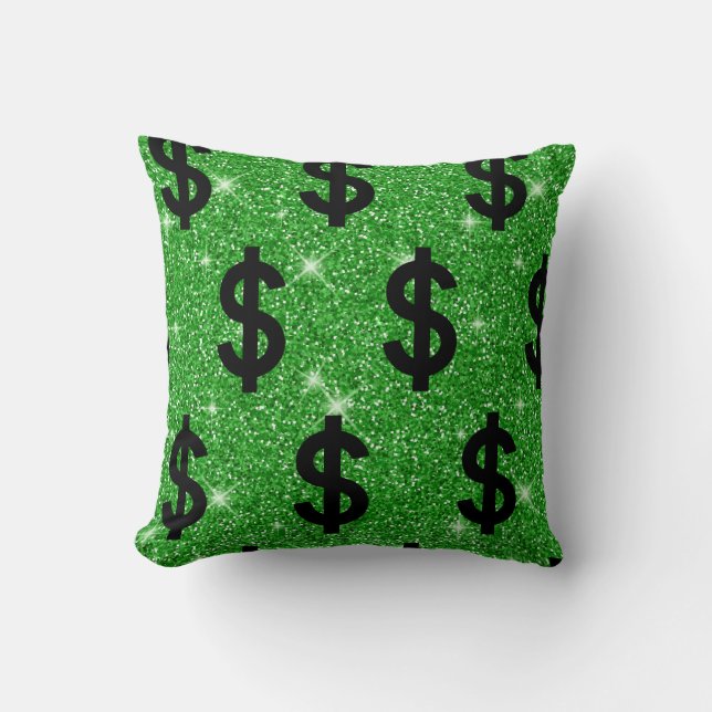 Black Dollar Sign Money Entrepreneur Wall Street Cushion (Front)