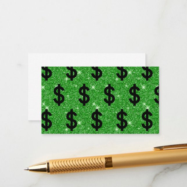 Black Dollar Sign Money Entrepreneur Wall Street Enclosure Card (Front/Back In Situ)