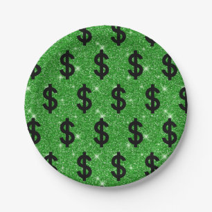 Black Dollar Sign Money Entrepreneur Wall Street Paper Plate