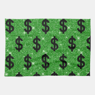 Black Dollar Sign Money Entrepreneur Wall Street Tea Towel