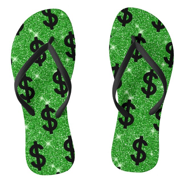 Black Dollar Sign Money Entrepreneur Wall Street Thongs (Footbed)