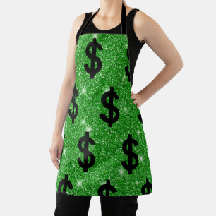 Black Dollar Sign Money Print Finance Theme Wealth Apron