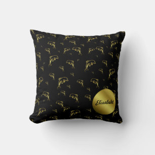 black,dolphin, fish, nature,  aquatic, design, cushion