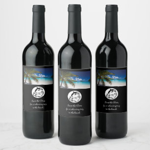 Black Dolphin Silhouette Monogram Photo Wine Label