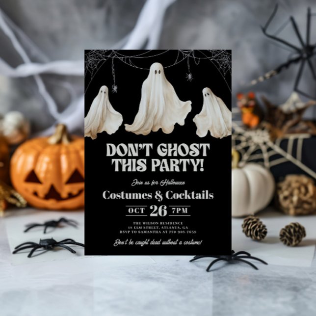 Black Don't Ghost This Party Funny Halloween Invitation (Creator Uploaded)