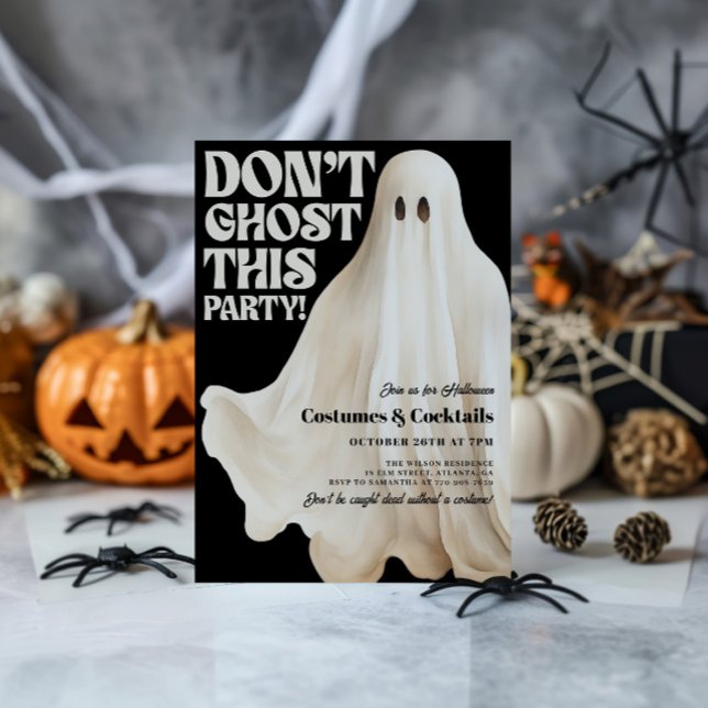 Black Don't Ghost This Party Funny Halloween Invitation (Creator Uploaded)