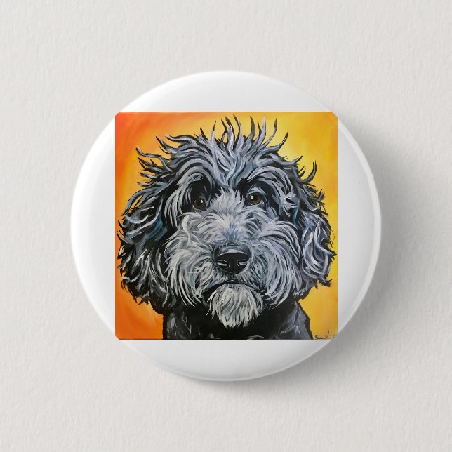 Black doodle 6 cm round badge (Front)