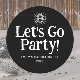 Black Doodle Disco Ball Bachelorette Party Clas Classic Round Sticker