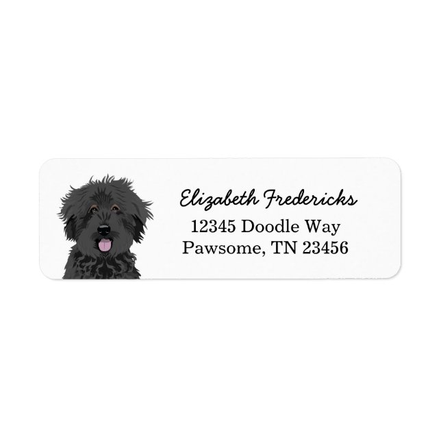 Black Doodle Dog Custom Return Address Return Address Label (Front)