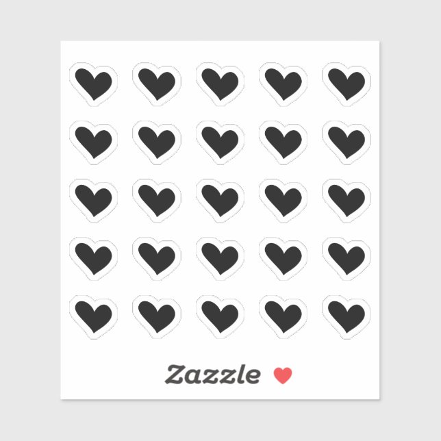 Black Doodle Heart Stickers (Sheet)