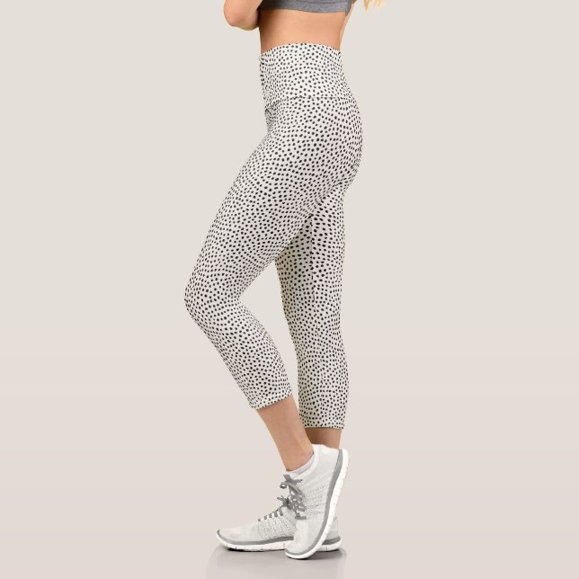 Black Dot Pattern Capri Leggings (Left)