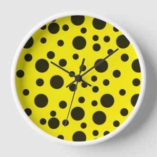 Black Dot Pattern Design on yellow BG  Clock
