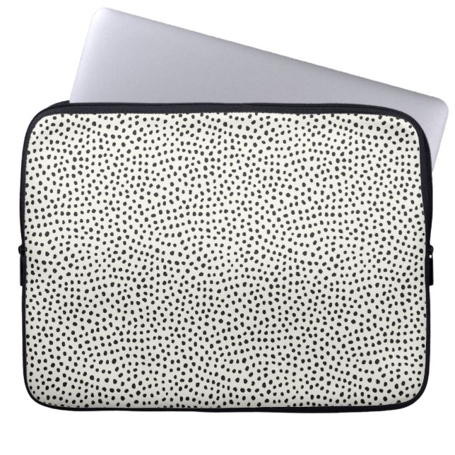 Black Dot Pattern Laptop Sleeve (Front)