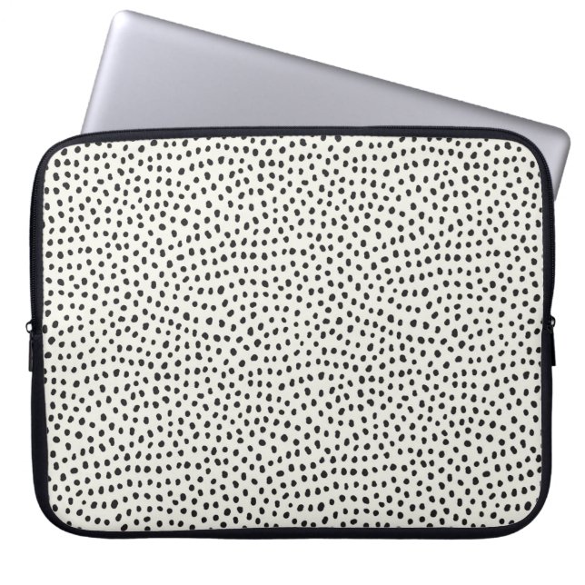 Black Dot Pattern Laptop Sleeve (Front)