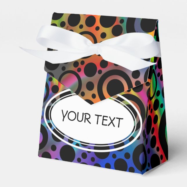 Black Dots & Circle Pattern + your text & backgr. Favour Box (Front Side)