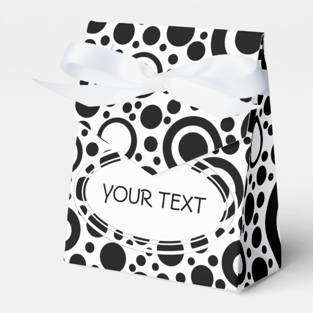 Black Dots & Circle Pattern + your text & backgr. Favour Box (Front Side)