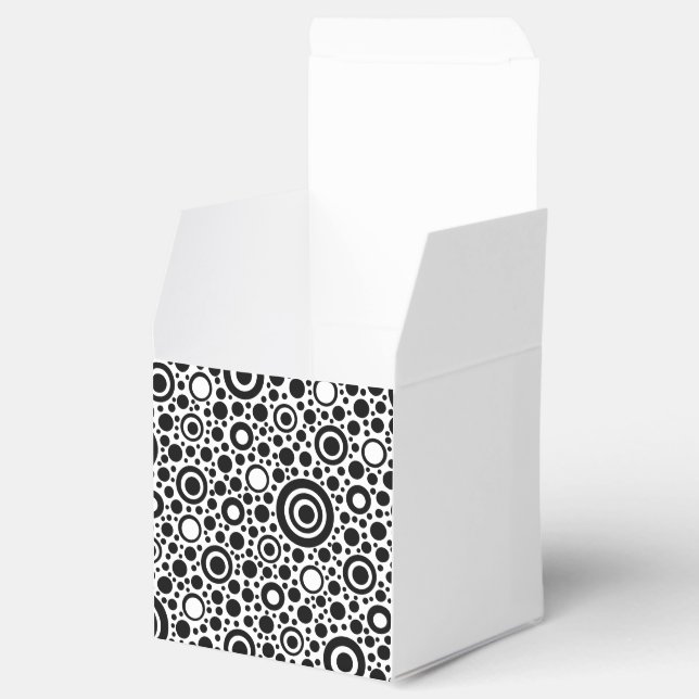 Black Dots & Circle Pattern + your text & backgr. Favour Box (Opened)