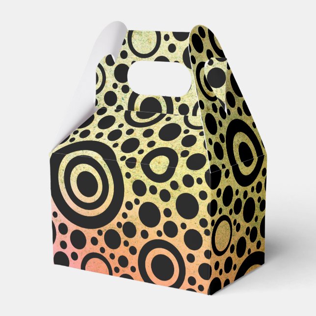 Black Dots & Circle Pattern + your text & backgr. Favour Box (Front Side)