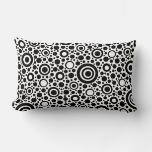 Black Dots & Circle Pattern + your text & backgr. Lumbar Cushion