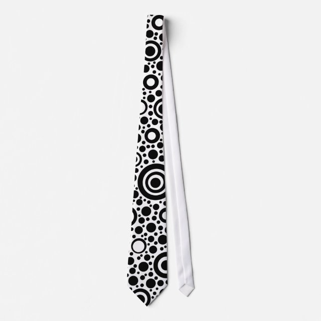 Black Dots & Circle Pattern + your text & backgr. Tie (Front)