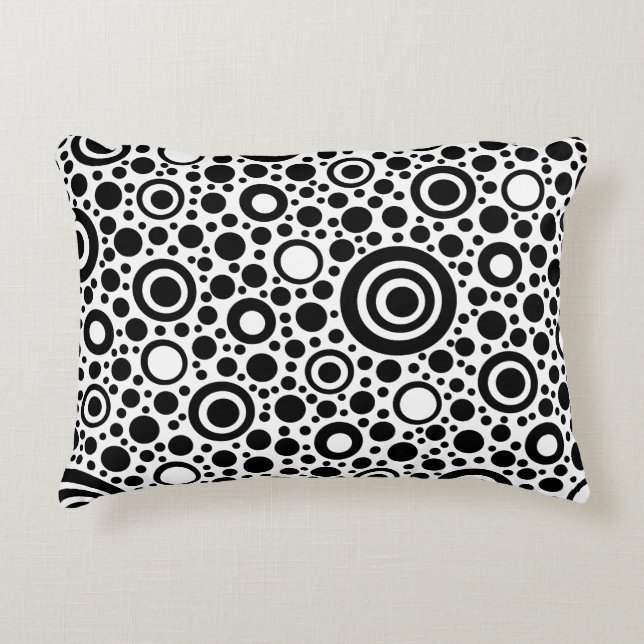 Black Dots & Circles Grid + your backgr. Decorative Cushion (Front)