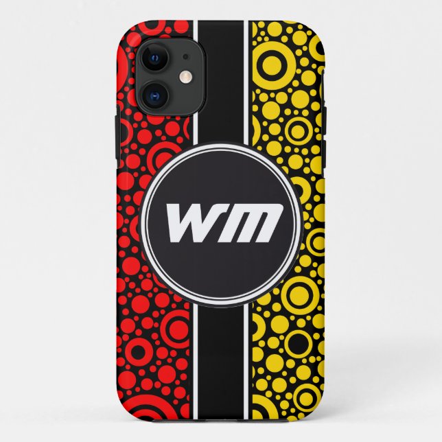 Black Dots & Circles Grid + your backgr. & text Case-Mate iPhone Case (Back)