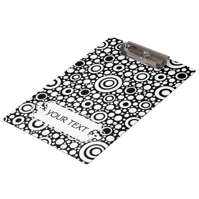 Black Dots & Circles Grid + your backgr. & text Clipboard (Angled)