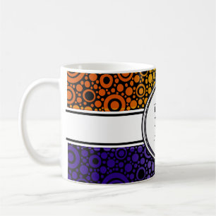 Black Dots & Circles Grid + your backgr. & text Coffee Mug