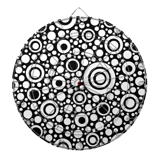 Black Dots & Circles Grid + your backgr. & text Dartboard (Front)