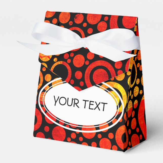 Black Dots & Circles Grid + your backgr. & text Favour Box (Front Side)