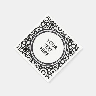 Black Dots & Circles Grid + your backgr. & text Napkin