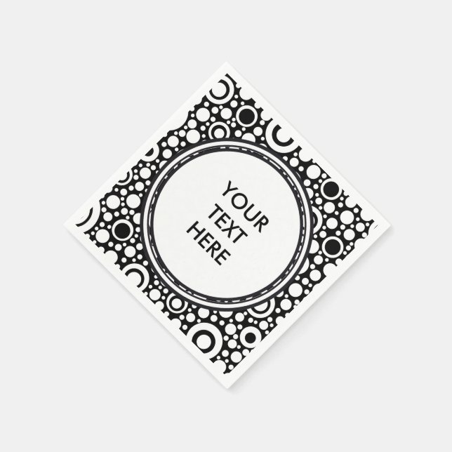 Black Dots & Circles Grid + your backgr. & text Napkin (Corner)
