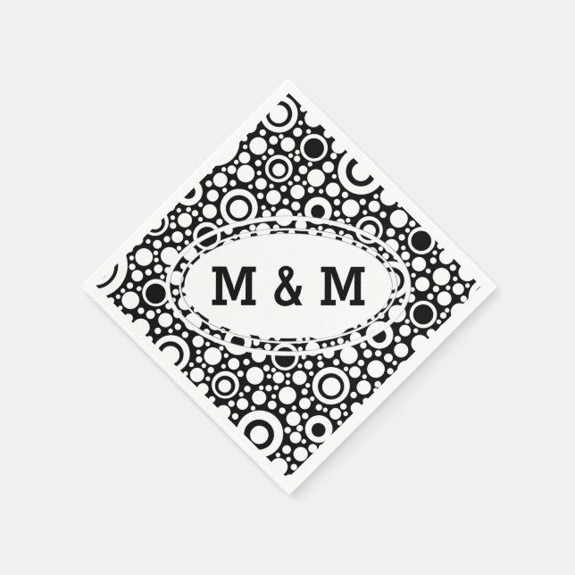 Black Dots & Circles Grid + your backgr. & text Napkin (Corner)