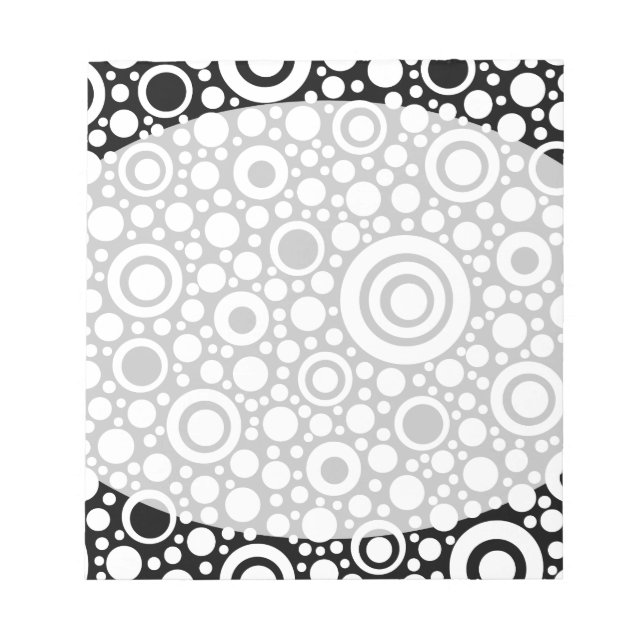 Black Dots & Circles Grid + your backgr. & text Notepad (Front)
