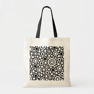 Black Dots & Circles Grid + your backgr. & text Tote Bag