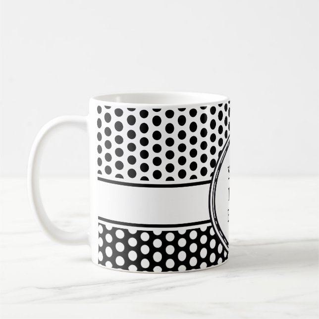 Black Dots Grid + your backgr. & text Coffee Mug (Left)