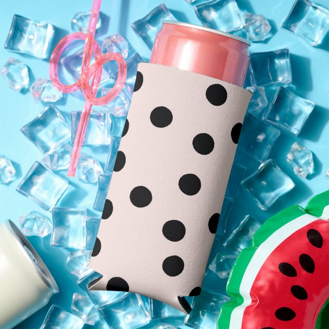 Black dots on pink seltzer can cooler (In Situ Summer)