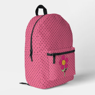 Black Dots On Pink With Ladybugs Printed Backpack