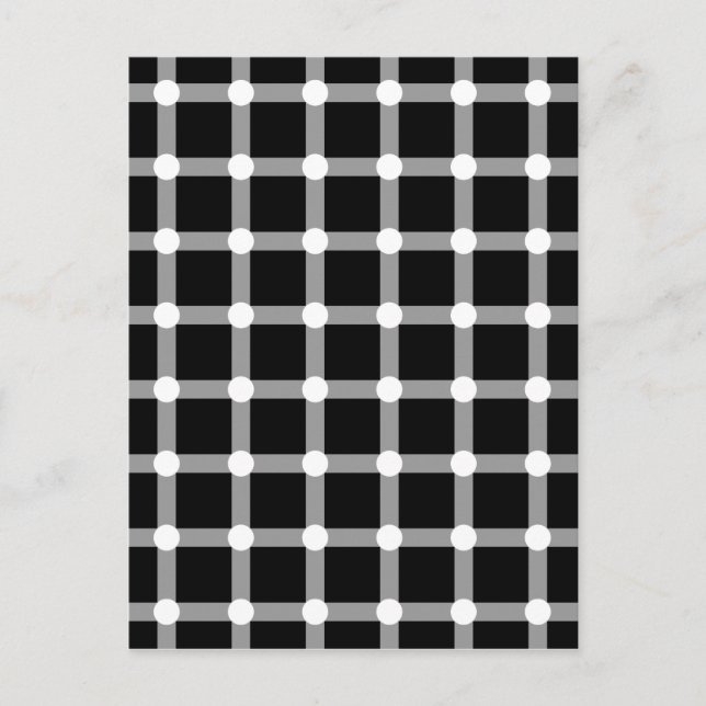 Black Dots Optical Illusion White Dot Squares Grid Postcard (Front)