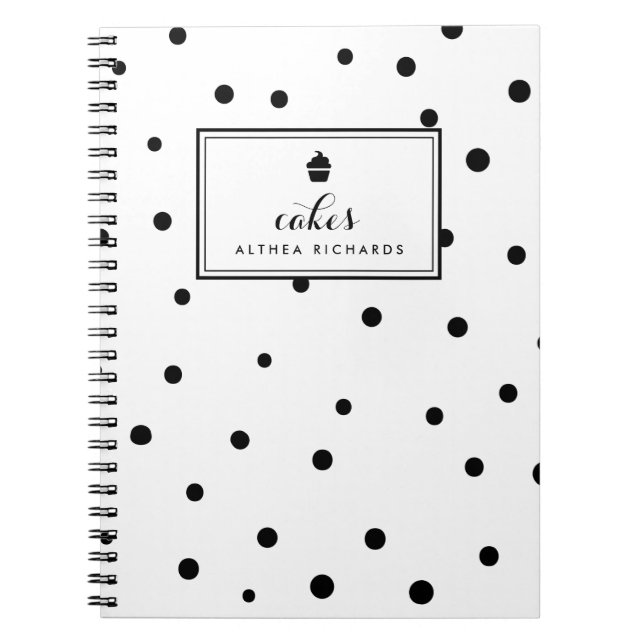 Black Dots Pattern Baking Recipe Notebook (Front)